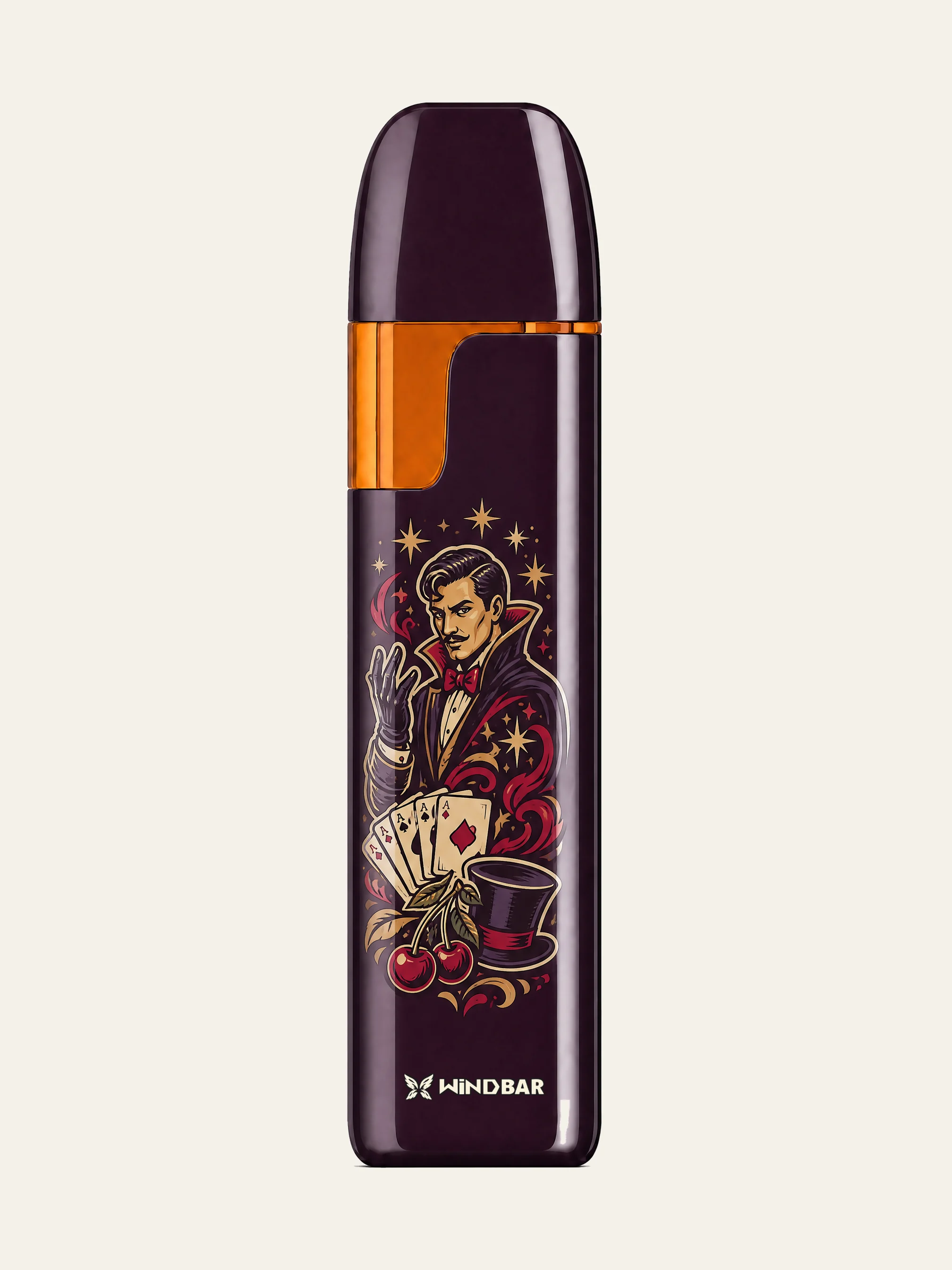 WINDBAR D91 Plum Noir ultra-slim vaporizer, complete front catalog view, adults 21+