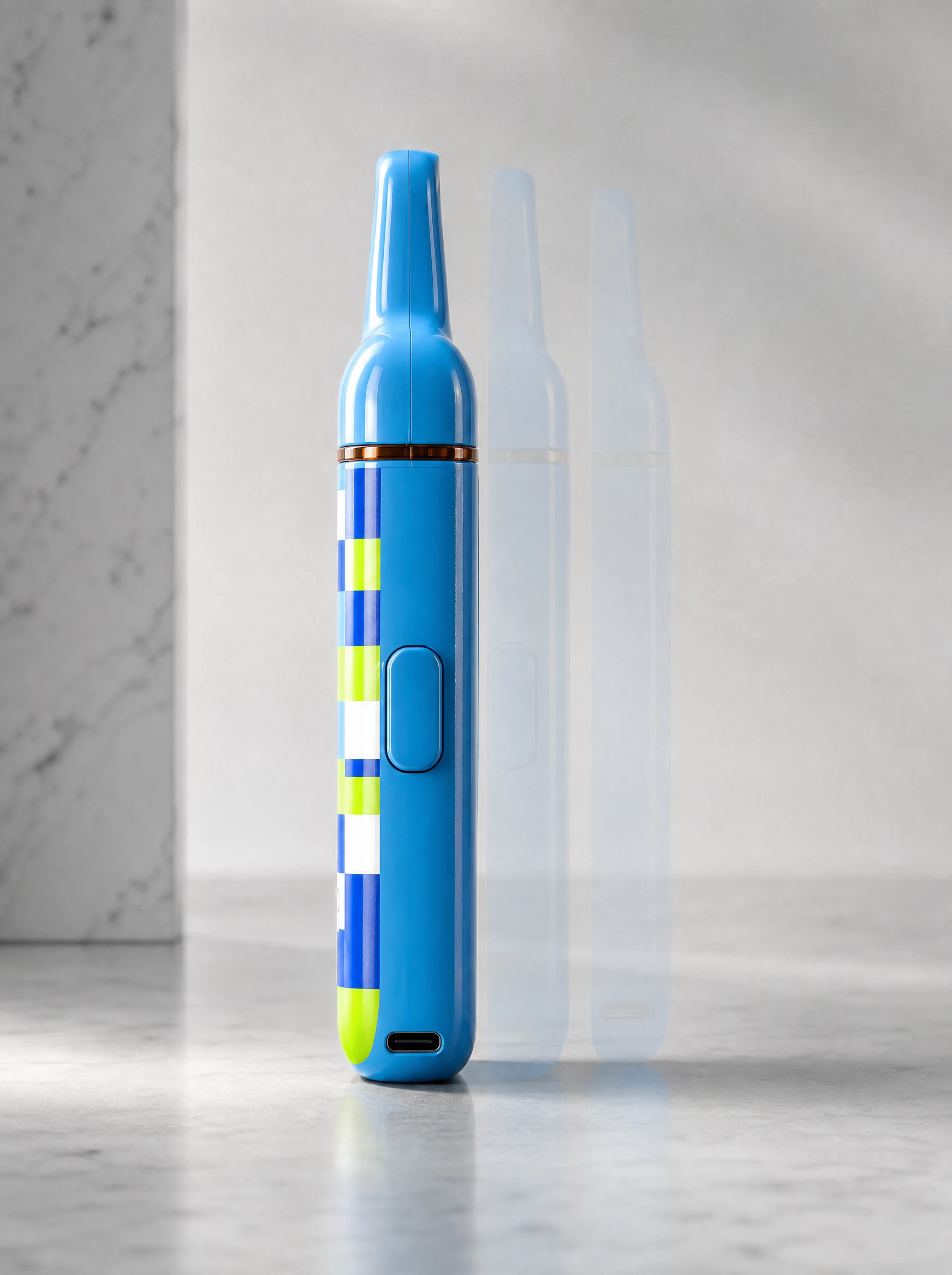Right-side D95 profile showing the integrated mouthpiece and tactile side button