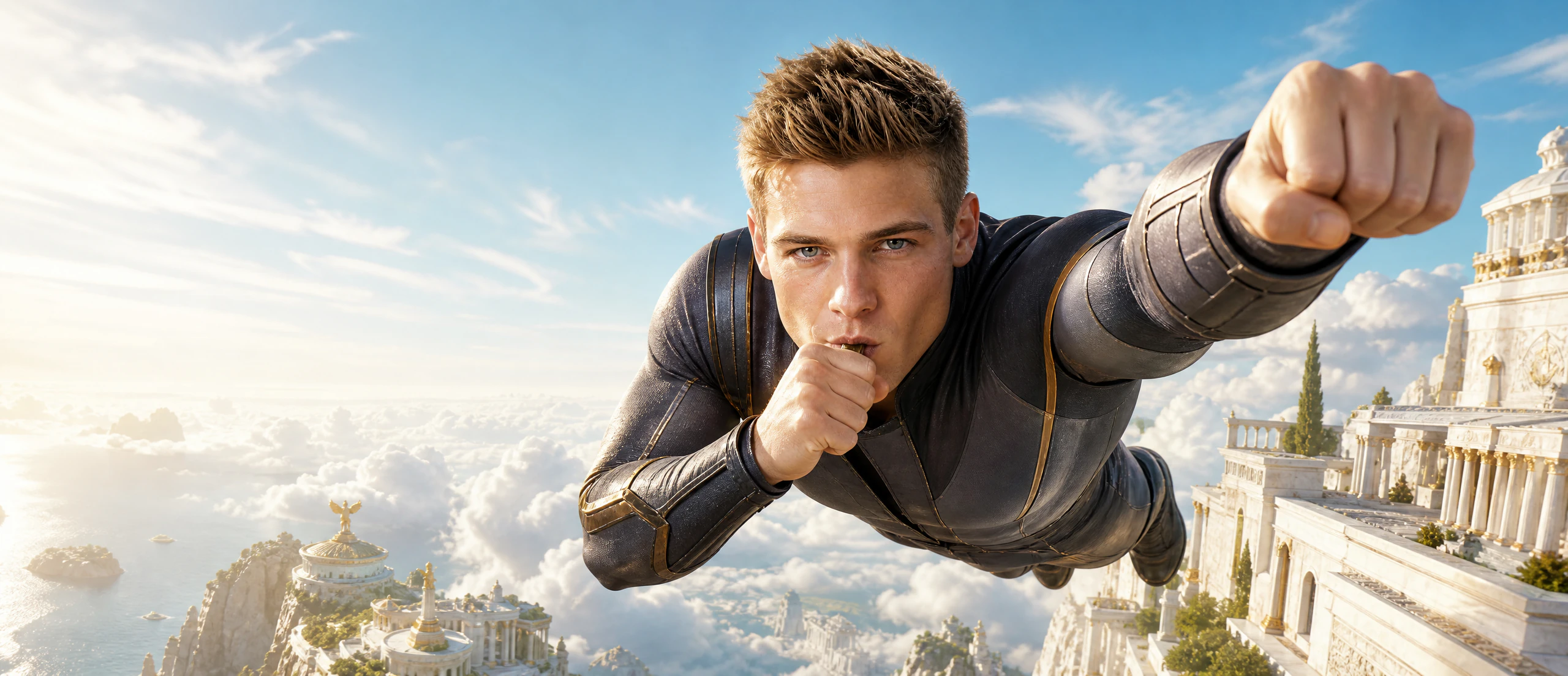 WINDBAR D95 Microvolt campaign banner: ATLAS flying forward above the citadel