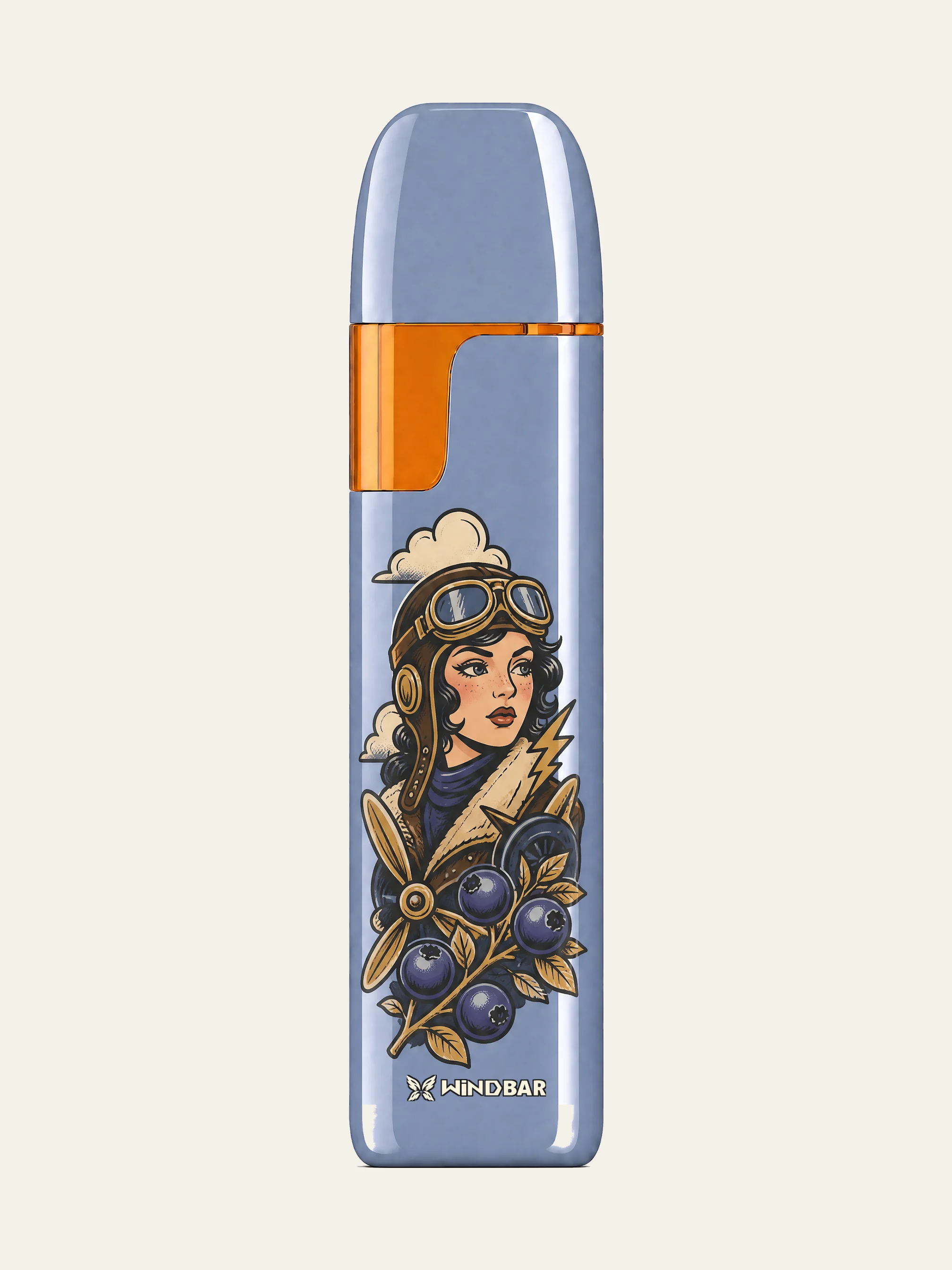 WINDBAR D91 Blue Aura ultra-slim vaporizer, complete front catalog view
