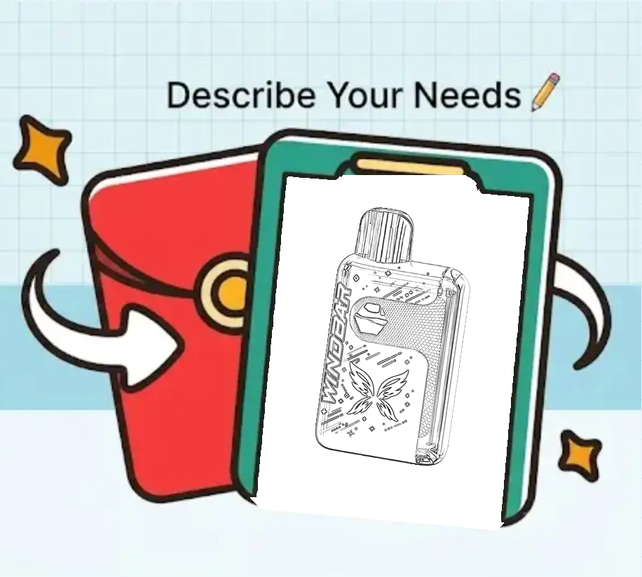 Describe your needs — WINDBAR product sketch on clipboard