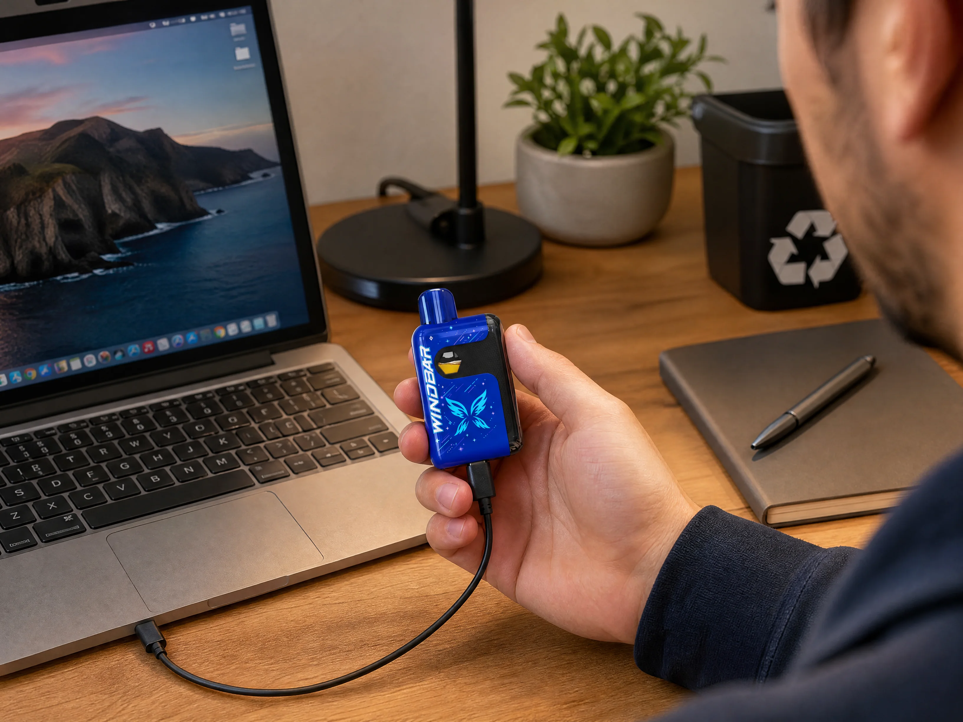USB-C charging a WINDBAR SPECTRUM, adults 21+